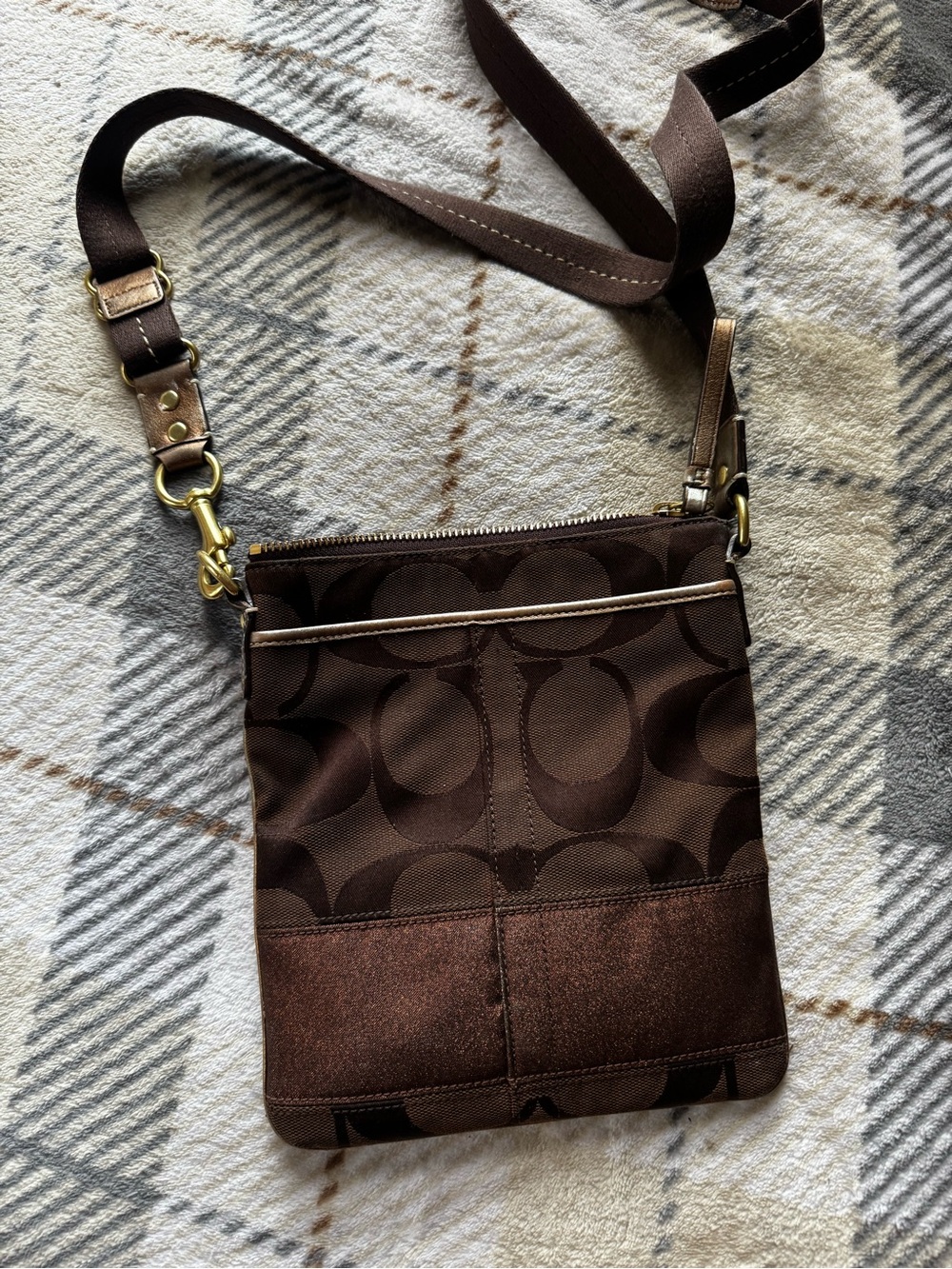 Coach Dark Brown Signature Crossbody Messenger